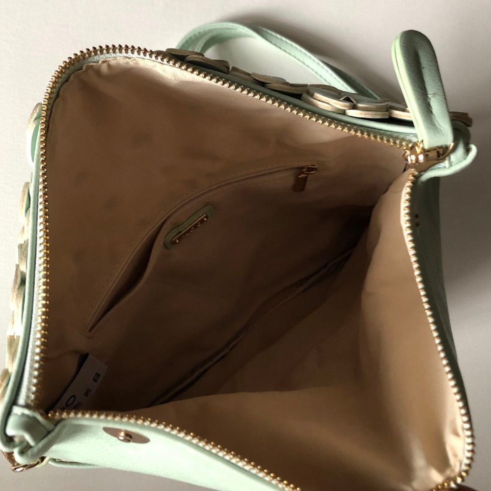 Aldo Floral Appliqué Clutch The Petal Mint Green Handbag - Picture 4 of 8